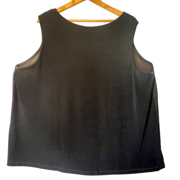 Catherines Black Sleeveless Front/Sequins Tank Top 3X 26/28 Plus Size Lined - Picture 9 of 16